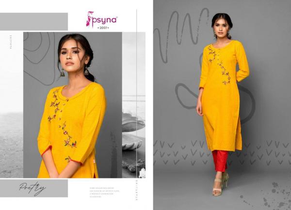 Psyna Poetry 2 Cotton Embroidery Kurti With Bottom